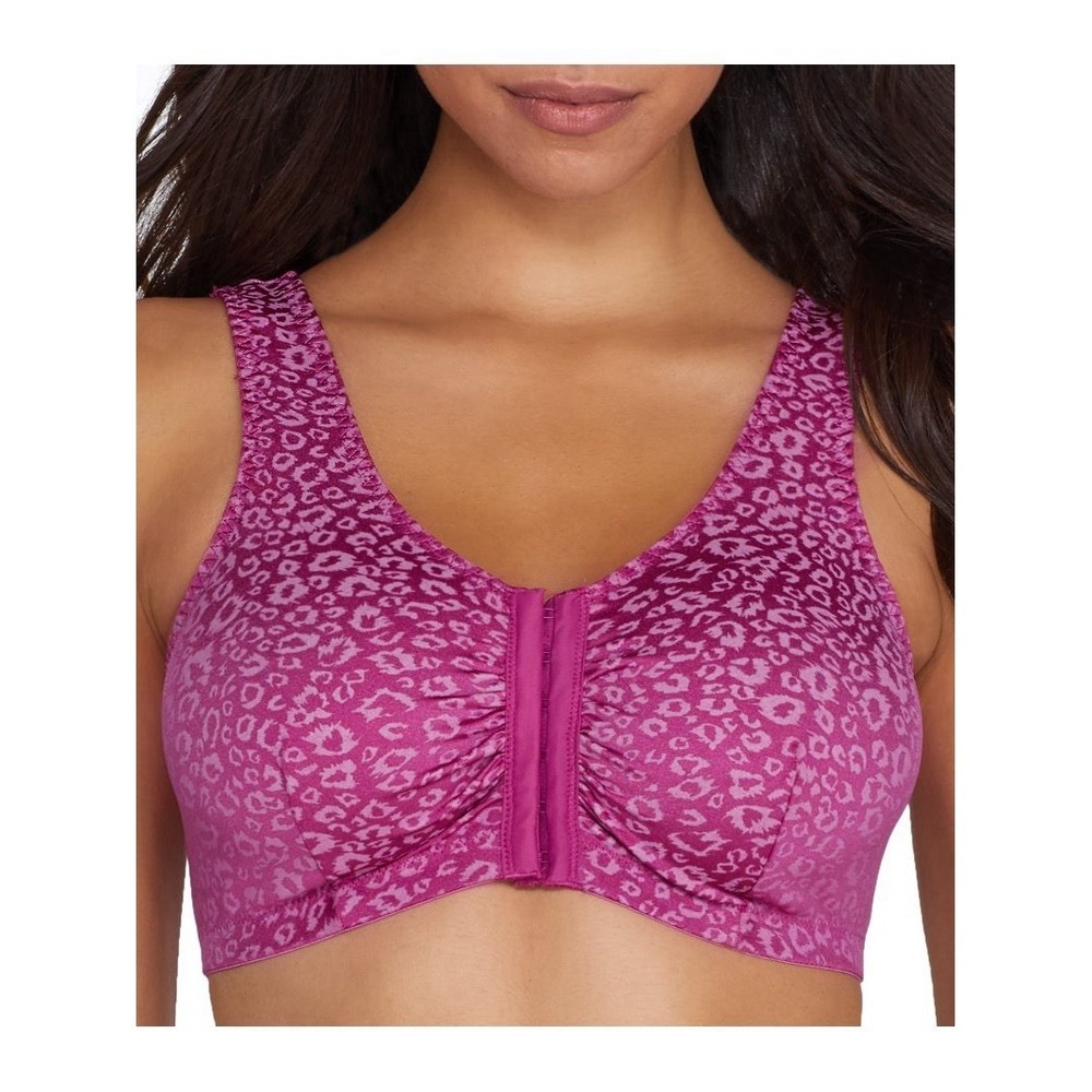 Leading Lady 5420 Front Close Leisure Bra 50 B/C/D Pink Leopard Print Wireless
